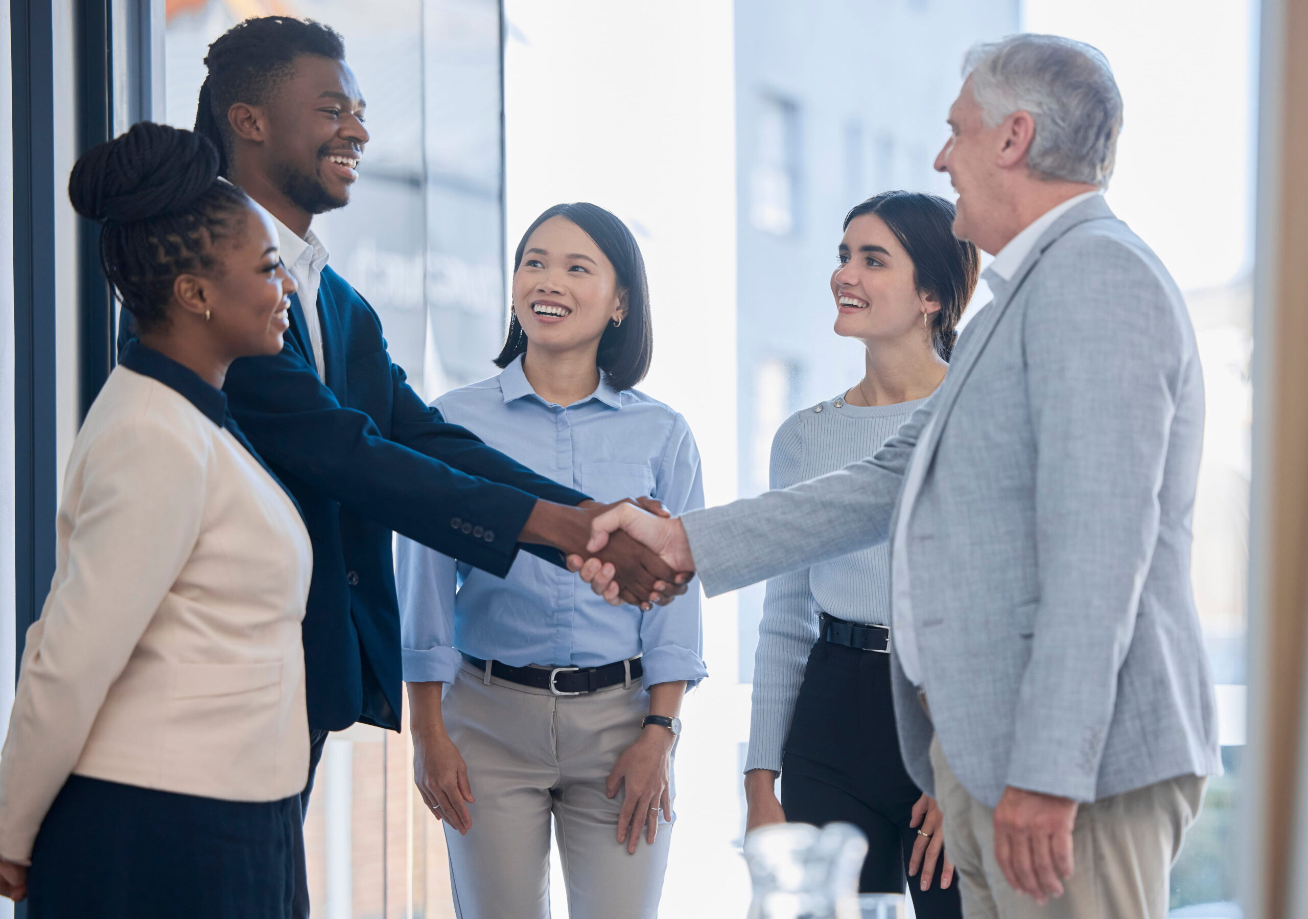 hand shake acquisition and happy business people
