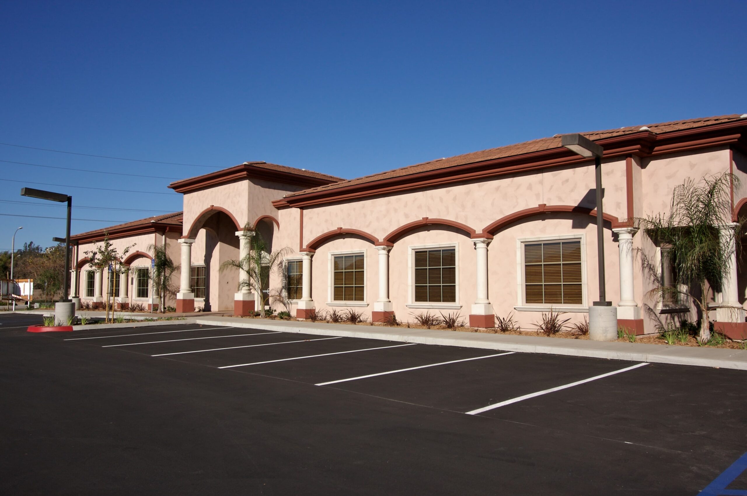 new vacant retail building and parking lot
